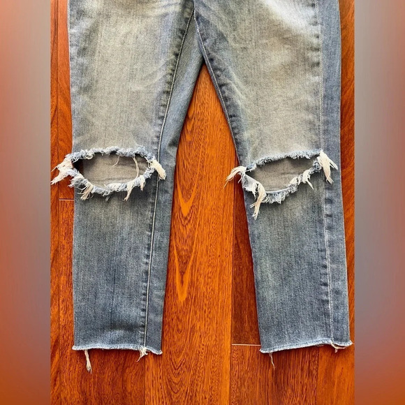 Madewell The High-Rise Slim Crop Boyiean: Knee-Rip Edition blue size 25 - Picture 4 of 16